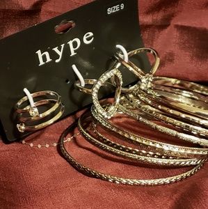 Silver fashion jewelry ring and bracelet set